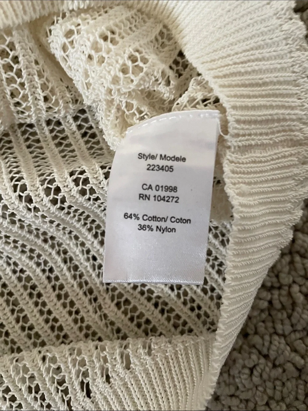 NWT Spanner - White Open-Knit Crop Top Sweater SzL - Picture 7 of 13